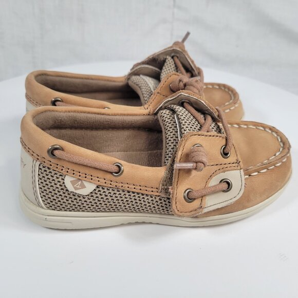 Sperry Top Sider Boat Shoes Child 10M Angelfish YG36193A Brown Leather Lace Up - Picture 6 of 12